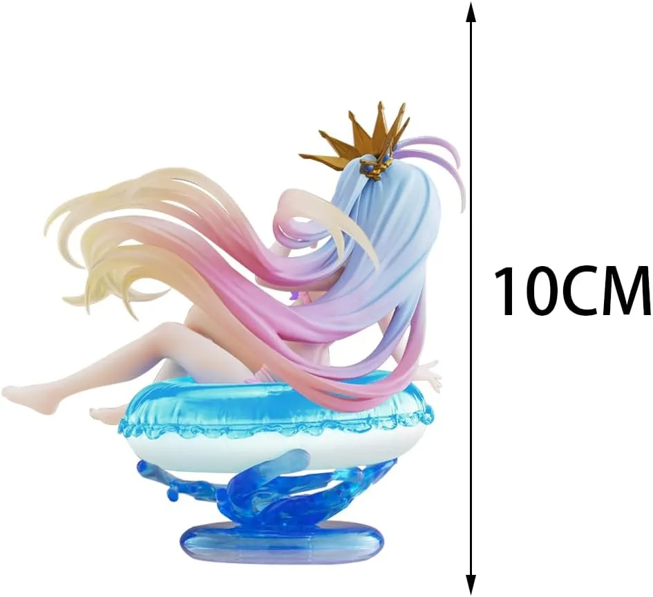 Anime Figure Shiro Swimsuit Figure 10cm Anime Girl Shiro Sitting on Swimming Ring PVC Model Statue Desktop Decoration Ornaments