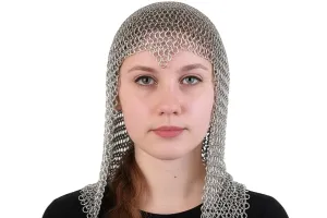 Anodized Aluminum Chainmail Head Hood – Large Size Coif – Lightweight, Rust-Resistant, Adjustable Fit – Ideal for Cosplay, LARP, Renaissance Fairs & Themed Parties.