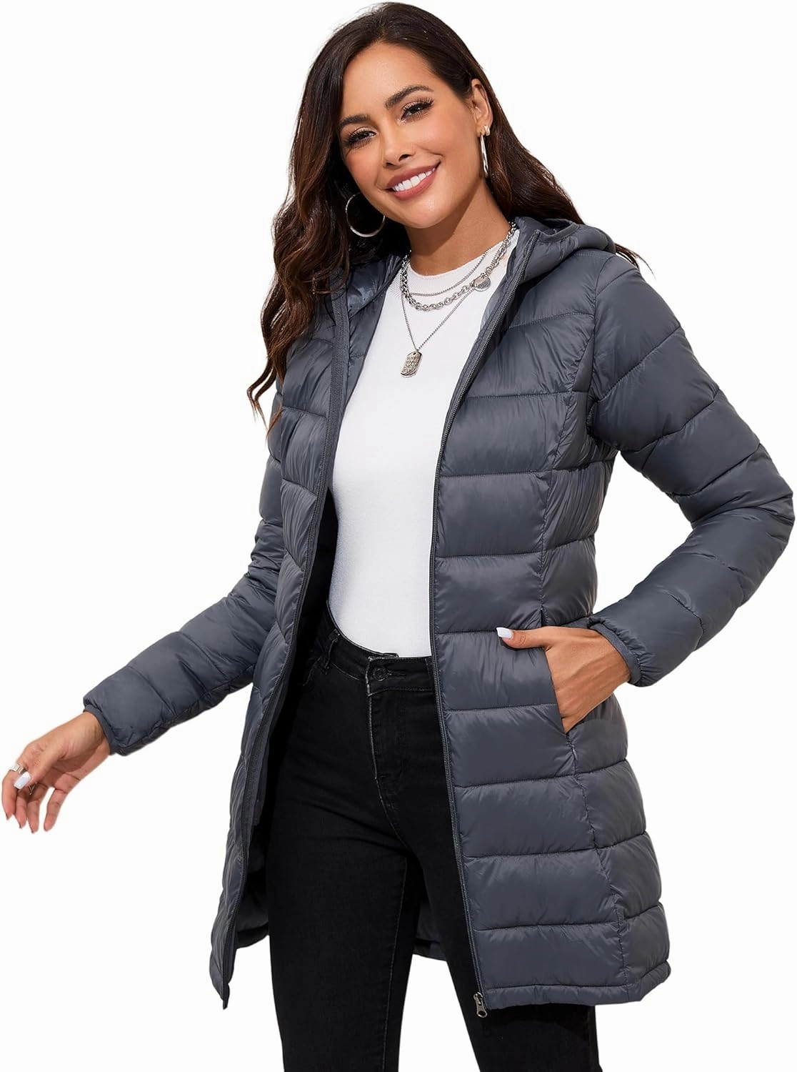 ANOTHER CHOICE Women Packable Puffer Jacket Lightweight Hooded Puffy Jacket