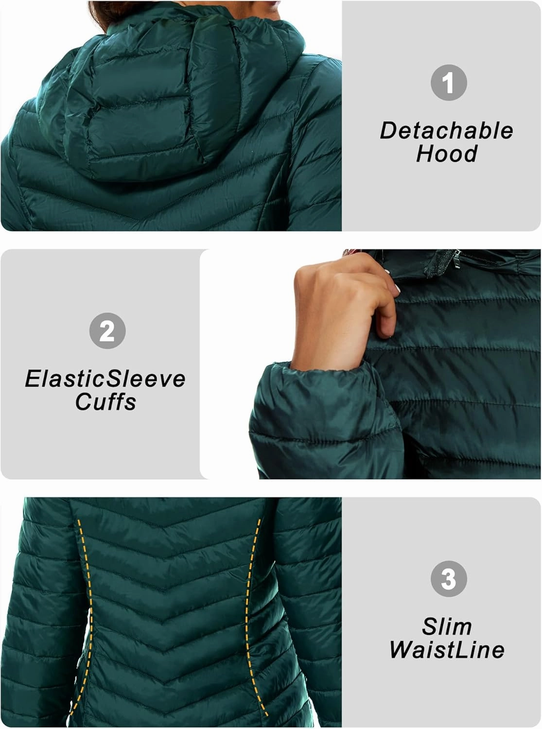 ANOTHER CHOICE Women Puffer Jacket Hooded Warm Lightweight Packable Quilted Puffer Coat Outwear