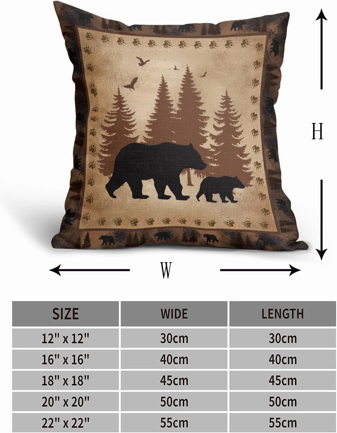 aportt Bear Pillow Covers 18x18 Inch Wild Animal Forest Cotton Linen Decorative Throw Pillow Case Nature Wildlife Tree Brown Cushion Cover Set of 2 Home Decor for Bedroom Sofa Living Room Couch Chair