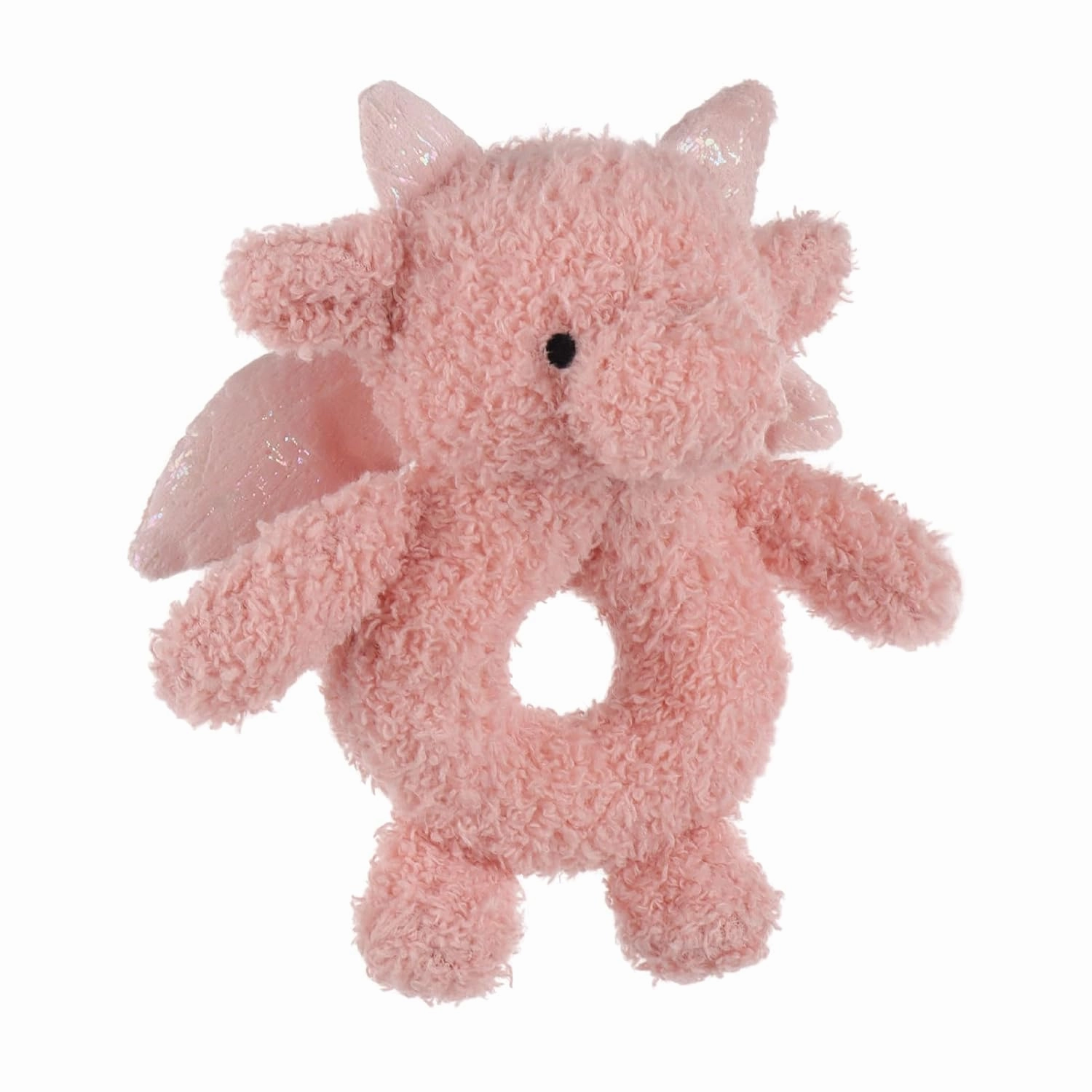 Apricot Lamb Baby Lovey Pink Dragon Soft Rattle Toy, Plush Stuffed Animal for Newborn Soft Over 0 Months