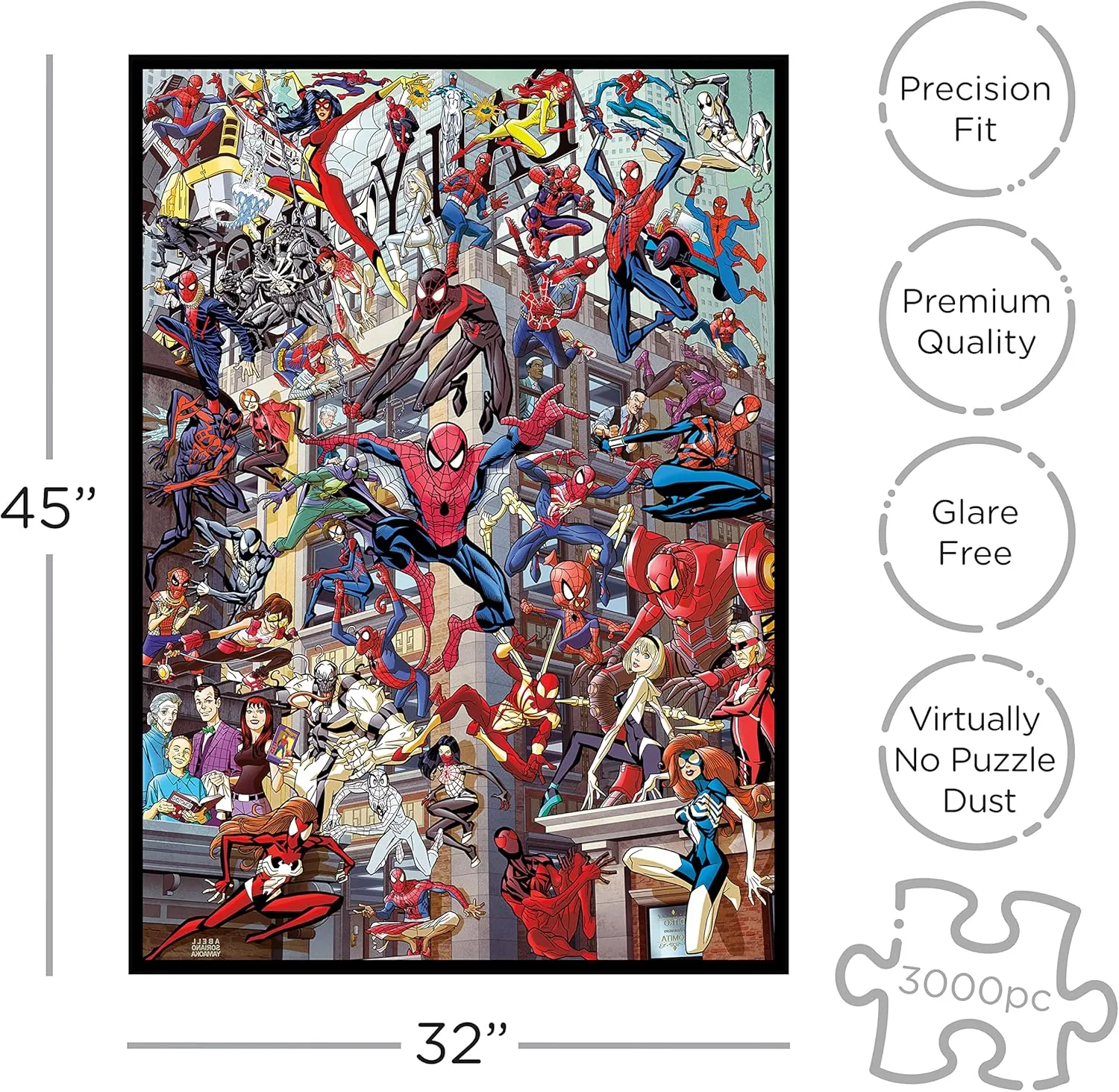 AQUARIUS Marvel Spider-Man Heroes Puzzle (3000 Piece Jigsaw Puzzle) - Officially Licensed Marvel Comics Merchandise & Collectibles - Glare Free - Precision Fit - 32x45 Inches