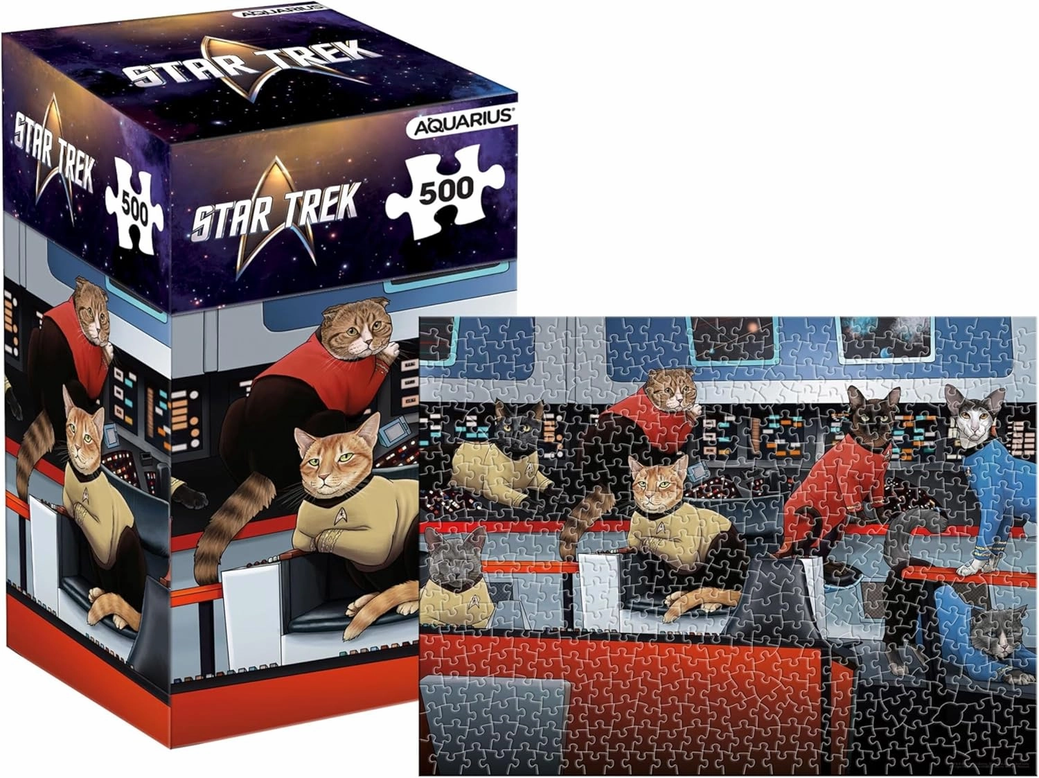 AQUARIUS Star Trek Cats 500pc Puzzle (500 Piece Jigsaw Puzzle) - Glare Free - Precision Fit - Officially Licensed Star Trek Merchandise & Collectibles - 14x19 Inches