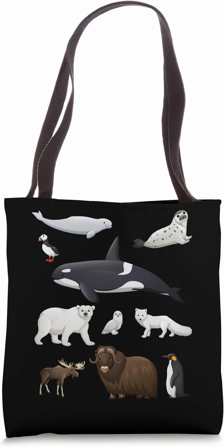 Arctic Wildlife Animals Orcinus Orca Ursus Maritimus Puffin Tote Bag
