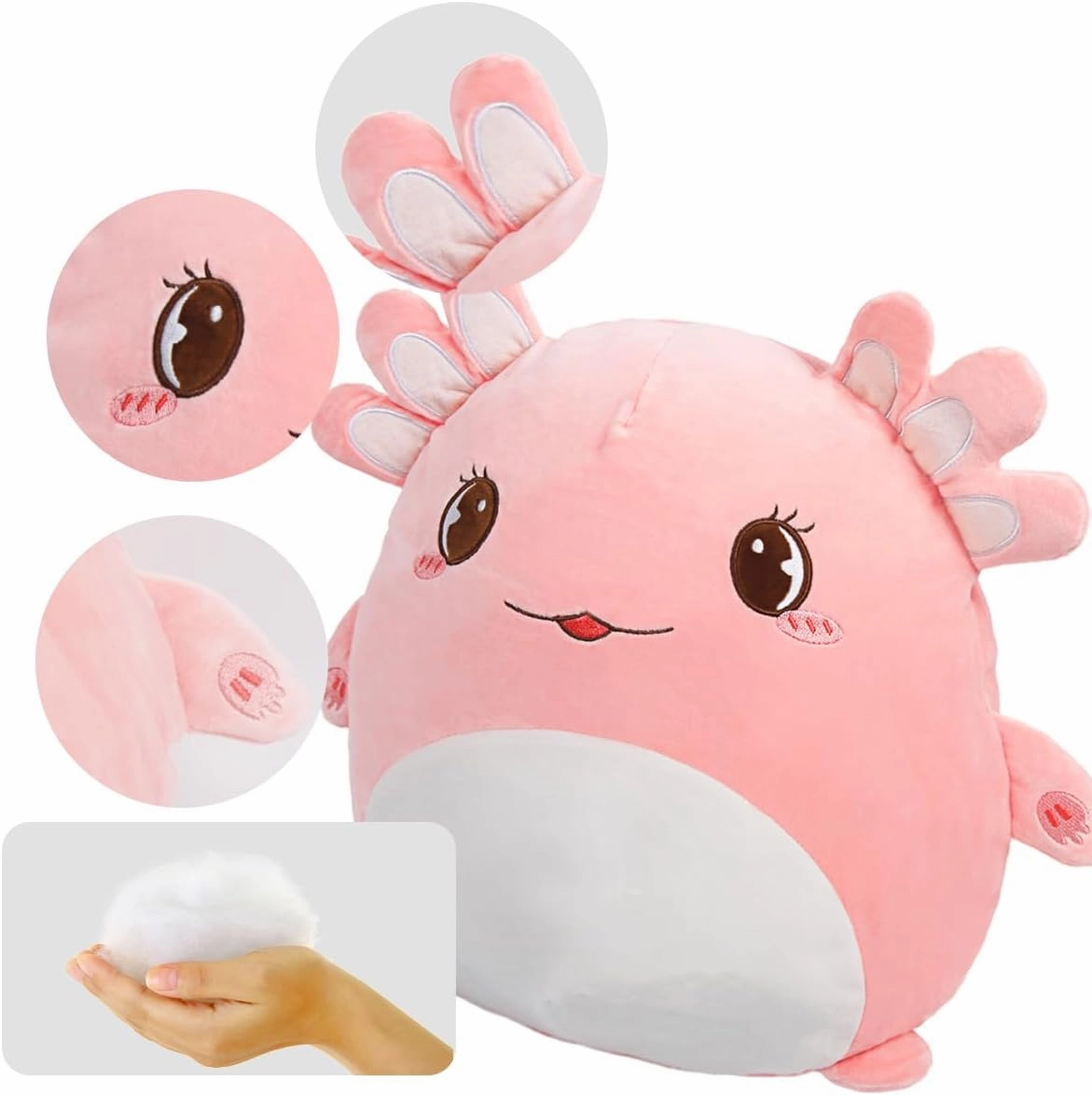 ARELUX 18in Soft Pink Axolotl Anime Plush Pillow Cute Stuffed Animal Plush Toy Kawaii Plushies Room Decor Accompany Plush for Friends Family Birthday
