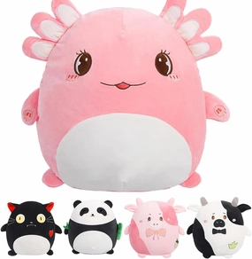 ARELUX 18in Soft Pink Axolotl Anime Plush Pillow Cute Stuffed Animal Plush Toy Kawaii Plushies Room Decor Accompany Plush for Friends Family Birthday