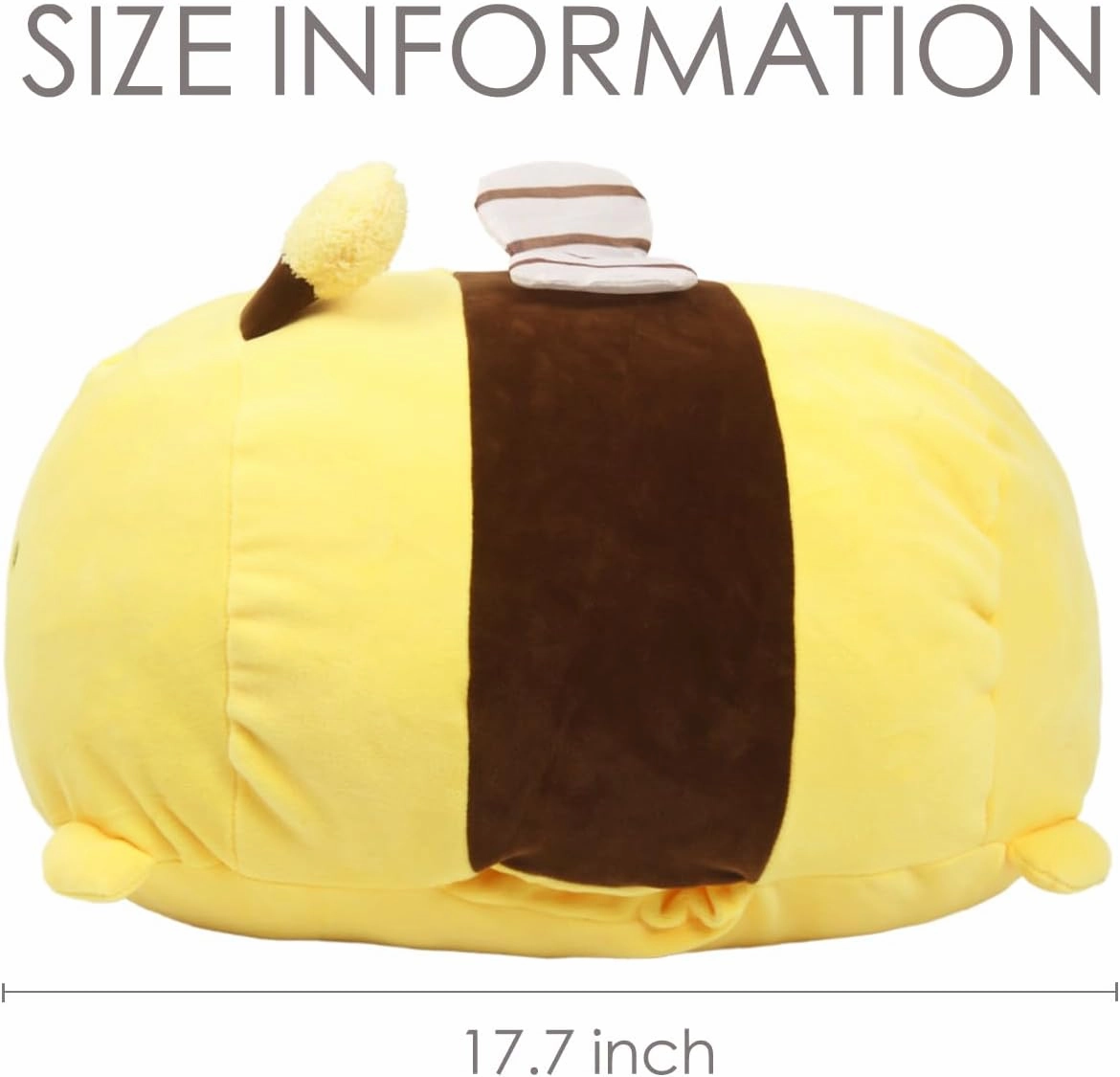 ARELUX Bee Plush Pillow Stuffed Animal Snuggly Pillow Cute Plush Toy Snuggle Buddy Bee Plushie Kawaii Soft Hugging Pillow for Kids Boys Girls 17.7in