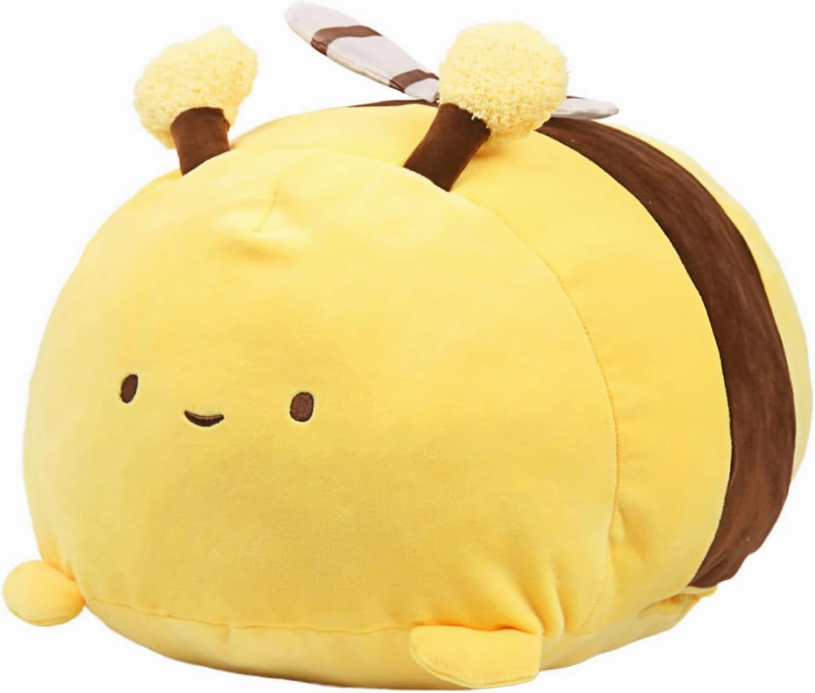 ARELUX Bee Plush Pillow Stuffed Animal Snuggly Pillow Cute Plush Toy Snuggle Buddy Bee Plushie Kawaii Soft Hugging Pillow for Kids Boys Girls 17.7in