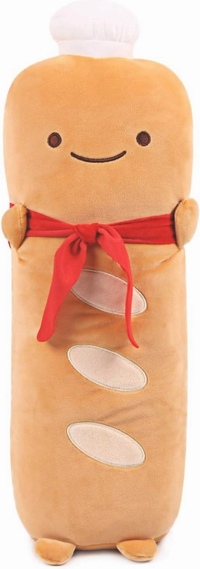 ARELUX Funny 17.7in Toast Baguette Pillow,French Baguette Shape Plush Hugging Pillow with Red Scarf,Soft Toast Food Sofa Cushion for Home Decor,Plush Toy for Friends Family Birthday