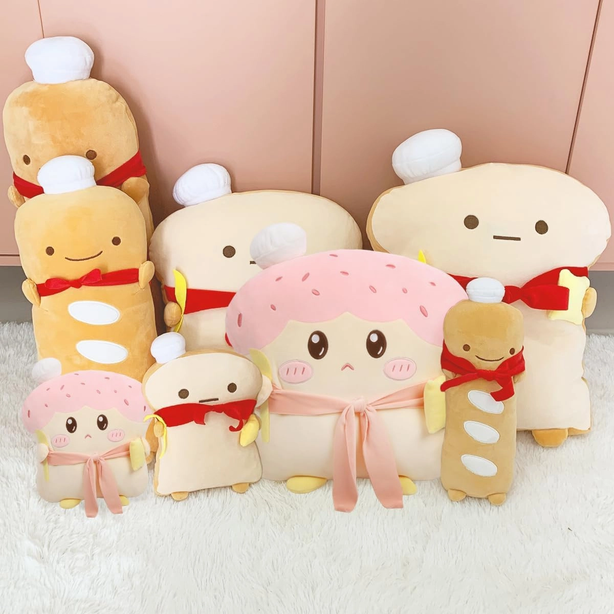 ARELUX Funny 17.7in Toast Baguette Pillow,French Baguette Shape Plush Hugging Pillow with Red Scarf,Soft Toast Food Sofa Cushion for Home Decor,Plush Toy for Friends Family Birthday