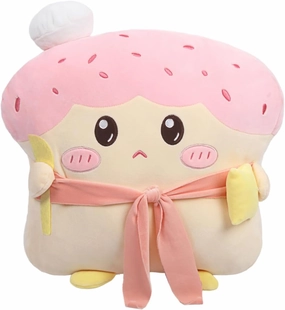 ARELUX Funny 17.7in Toast Sliced Bread Pillow,Pink Bread Shape Pink Plush Hugging Pillow with Red Scarf,Soft Strawberry Food Sofa Cushion for Home Decor,Plush Toy for Friends Family Birthday