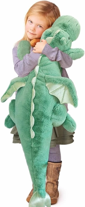 ARELUX Large 37in Cute Dragon Stuffed Animals Plush Toy,Soft Green Pterosaur Plushie Giant Fuzzy Dinosaur Pillow Plushies with Wings Cuddly for Friends Family Member