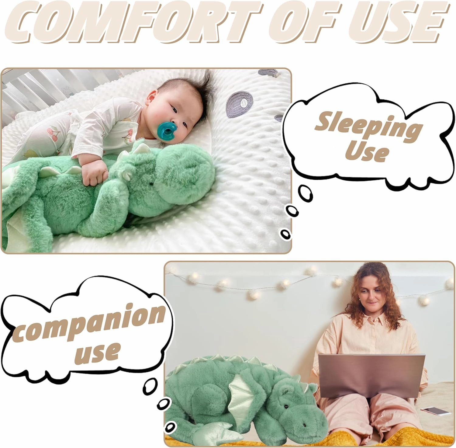 ARELUX Large 37in Cute Dragon Stuffed Animals Plush Toy,Soft Green Pterosaur Plushie Giant Fuzzy Dinosaur Pillow Plushies with Wings Cuddly for Friends Family Member