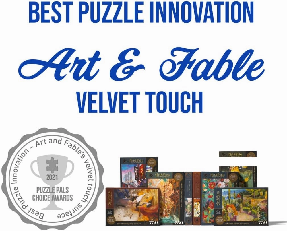 Art & Fable Puzzle Company Along The River by Mandy Budan, 500 Piece Fine Artwork Premium Adult Jigsaw Puzzle