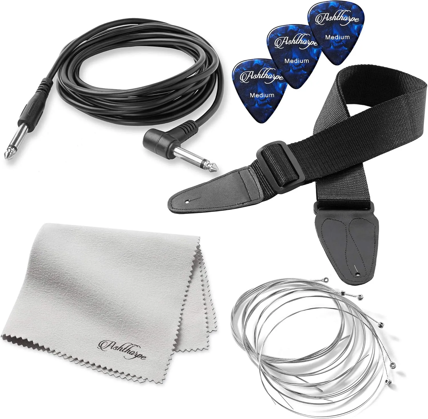 Ashthorpe 39-Inch Electric Guitar (Blue-White), Full-Size Guitar Kit with Padded Gig Bag, Tremolo Bar, Strap, Strings, Cable, Cloth, Picks