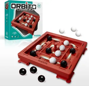 ASKVDL Orbito from Flex IQ, 2 Player Strategy Games for Family Gatherings, Great for Kids Games, Includes 1 Game Board with Orbito Button, 8 White Marbles and 8 Black Marbles