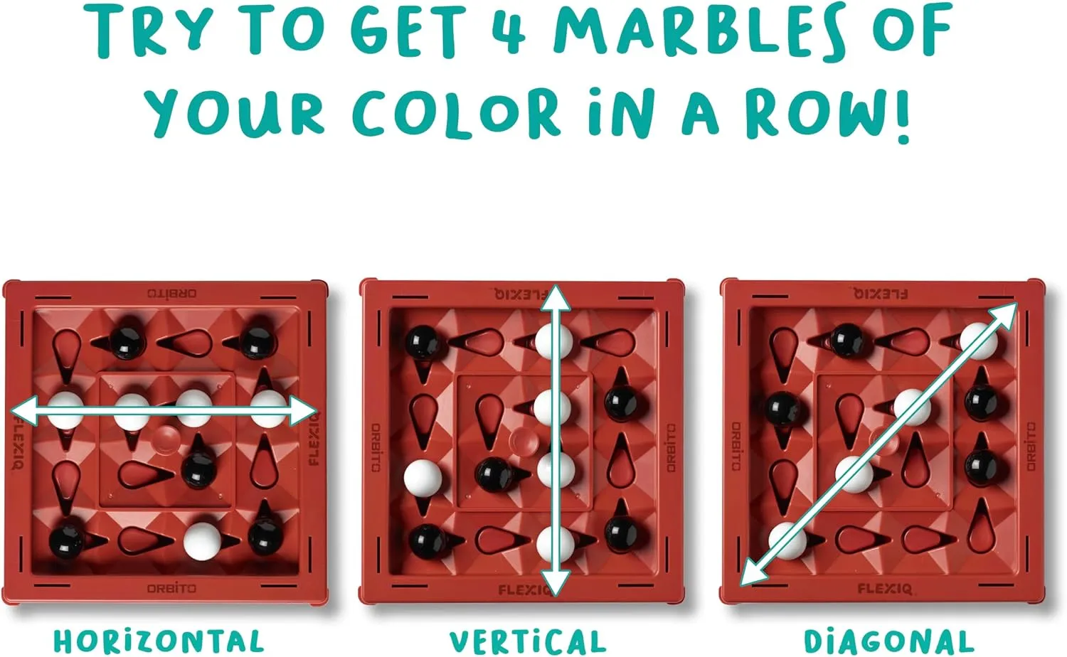 ASKVDL Orbito from Flex IQ, 2 Player Strategy Games for Family Gatherings, Great for Kids Games, Includes 1 Game Board with Orbito Button, 8 White Marbles and 8 Black Marbles