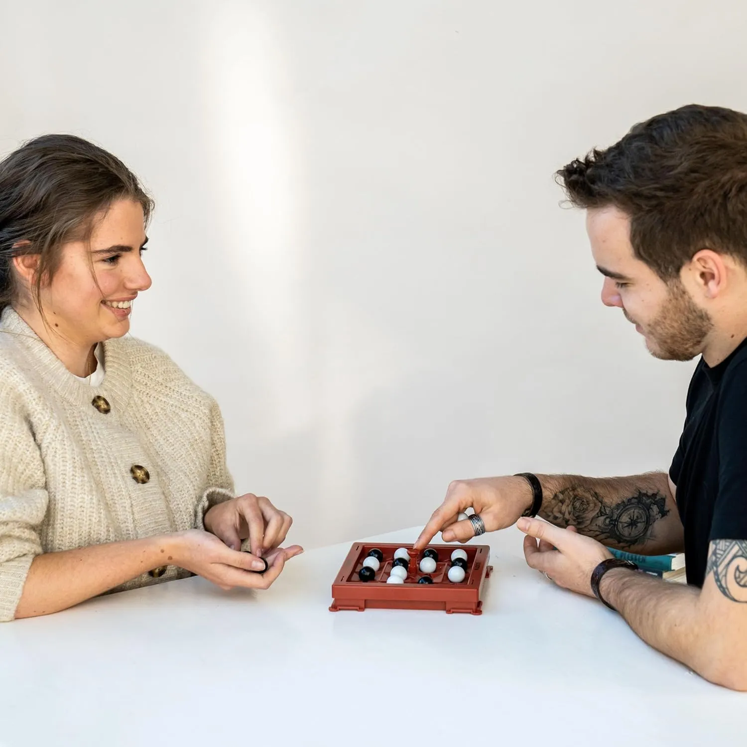 ASKVDL Orbito from Flex IQ, 2 Player Strategy Games for Family Gatherings, Great for Kids Games, Includes 1 Game Board with Orbito Button, 8 White Marbles and 8 Black Marbles