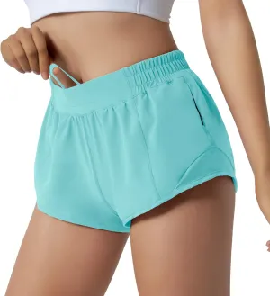 Aurefin Running Shorts for Women,Quick Dry Athletic Sports Shorts Lightweight Active Workout Gym Shorts with Zip Pocket