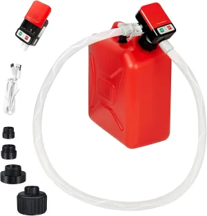 Automatic Portable Fuel Transfer Pump with Auto-Stop, 3.2 Gallon per minute, Extra Long Hose, Battery Powered and USB Type-c, 4 Can Adapters and Leak protection, Gas Pump for Oil, Diesel and Gasoline