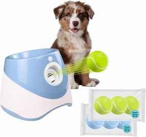 Automatic Ball Launcher for Small, Medium Dog/Puppy with 6 Small Tennis Balls
