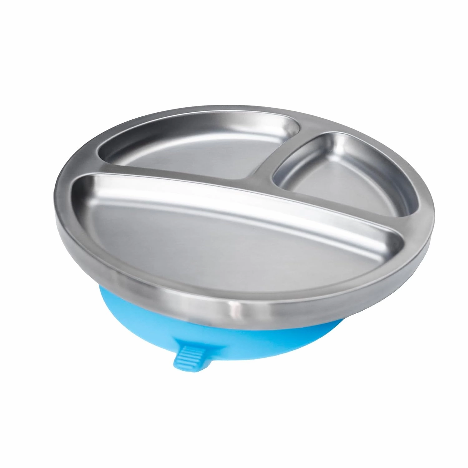 Avanchy Baby Plates with Suction – Stainless Steel Divided Plates for Toddlers, BPA-Free, Dishwasher Safe, Unbreakable, Non-Toxic, 100% Silicone Suction – Green