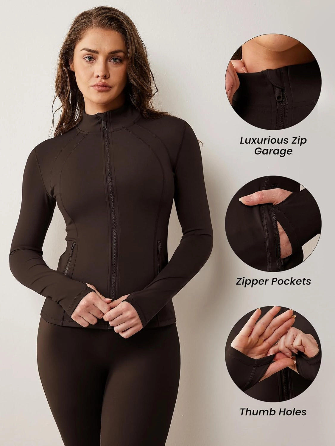 AVGO Womens Workout Jacket Lightweight Zip Up Athletic Running Jackets Long Sleeve Gym Yoga Top with Thumb Holes