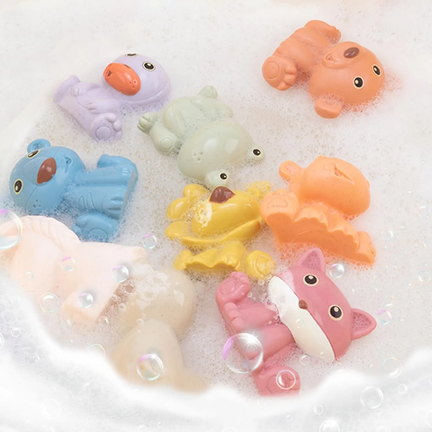 Baby Bath Toys for 6-12 Months & Kids Ages 1-3 | 9 Pack Mold-Free & No Holes Wild Animal Bathtub Toys | Safe Pool Shower Water Play | Infant Toddler Gift for Girls Boys