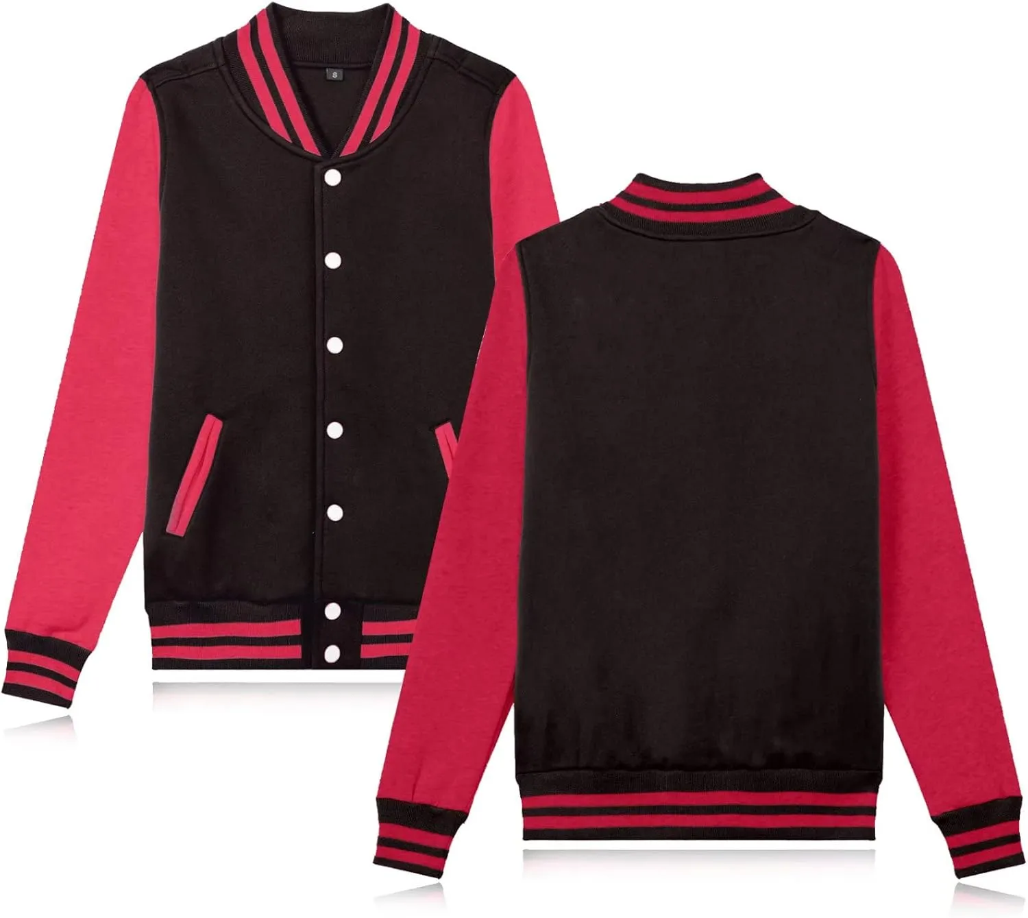 babyhealthy Women's Men's Varsity Baseball Jacket Casual Letterman Bomber Jacket Windbreaker Lightweight Jacket Coat