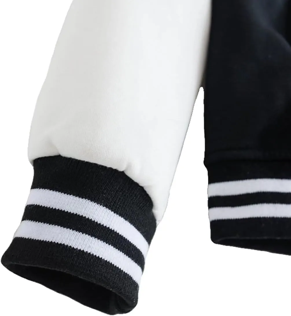 babyhealthy Women's Varsity Baseball Jacket Casual Letterman Bomber Jacket Hood Windbreaker Lightweight Jacket Coat