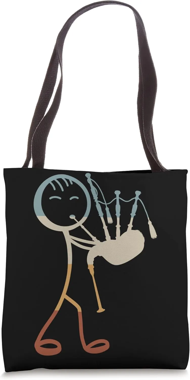 Bagpipe Player Stick Figure Bagpiper Bagpipe Instrumentalist Tote Bag