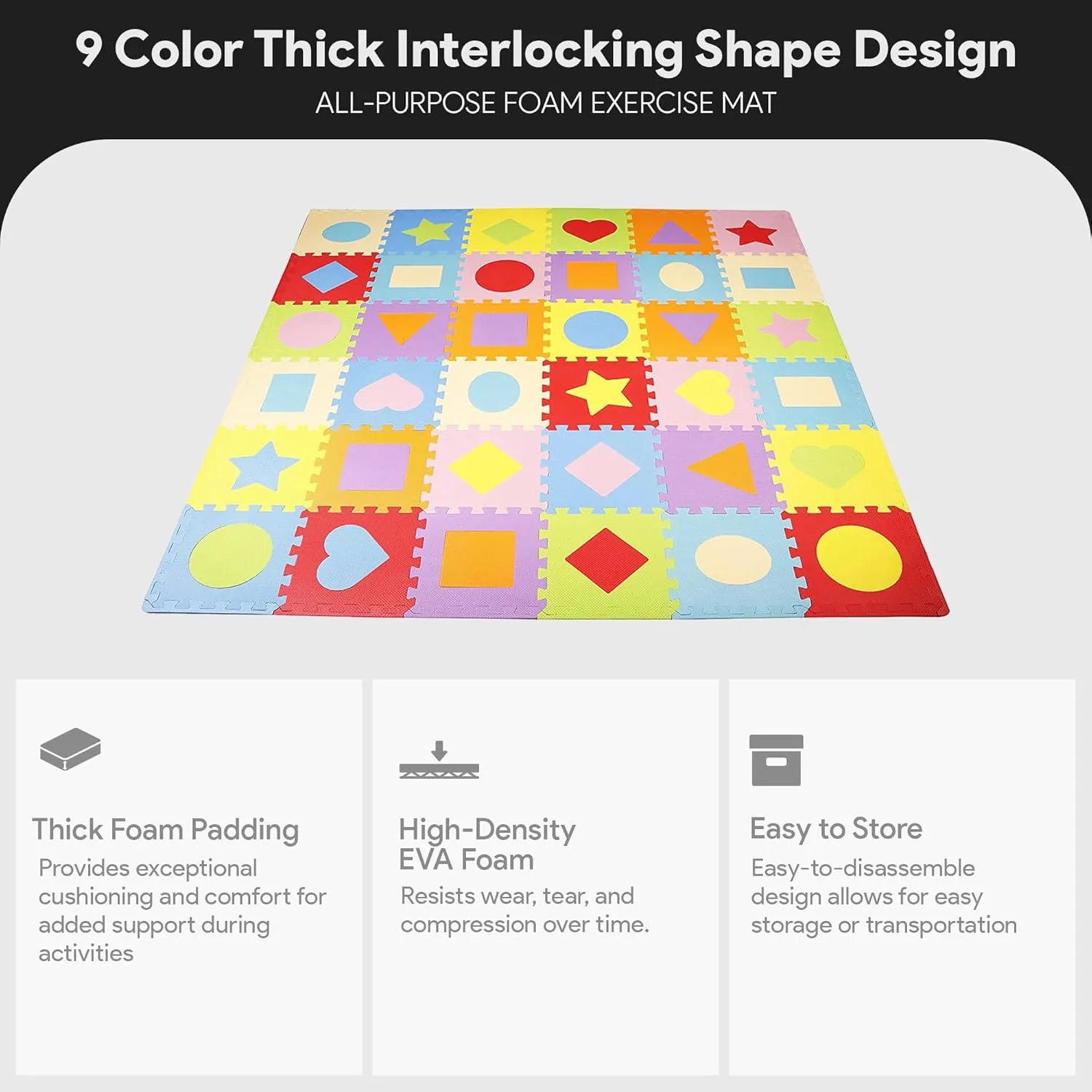 BalanceFrom Kid's Puzzle Exercise Play Mat with EVA Foam Interlocking Tiles