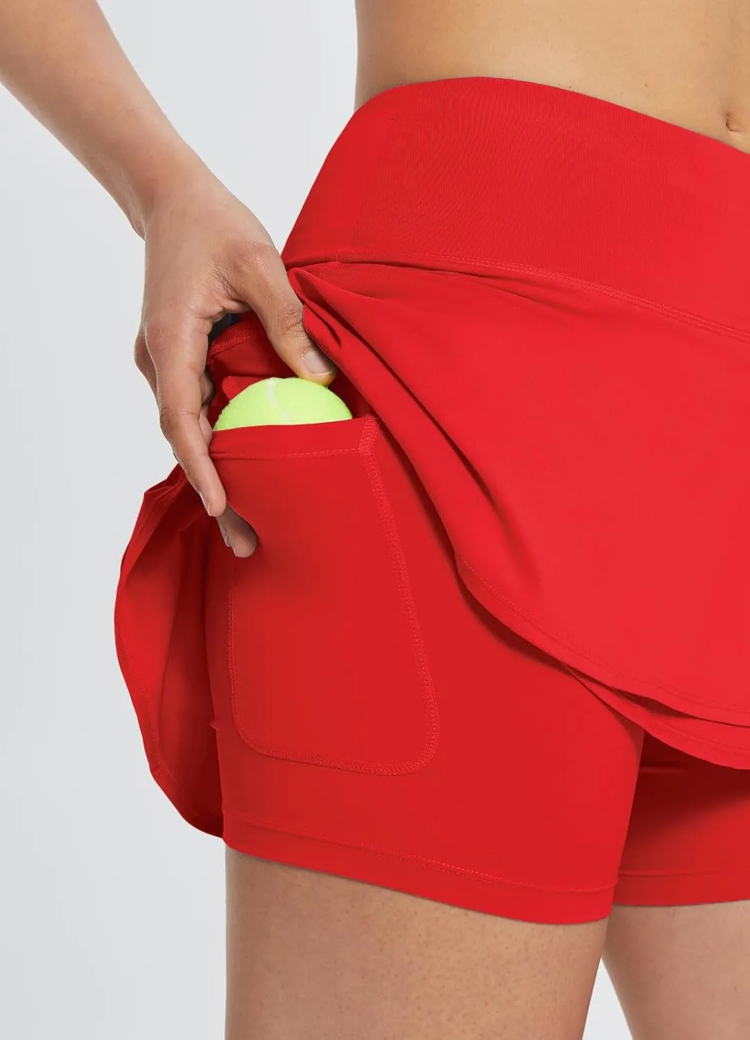 baleaf Women's 14" Tennis Skirts Golf Skorts with Pockets Pleated Mini Skirt Athletic Workout Liner Shorts Layered Ruffle