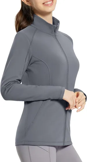 baleaf Women's Fleece Lined Running Jackets Lightweight Water Resistant Stand Collar Full Zip Hiking Stretch Zip Pockets