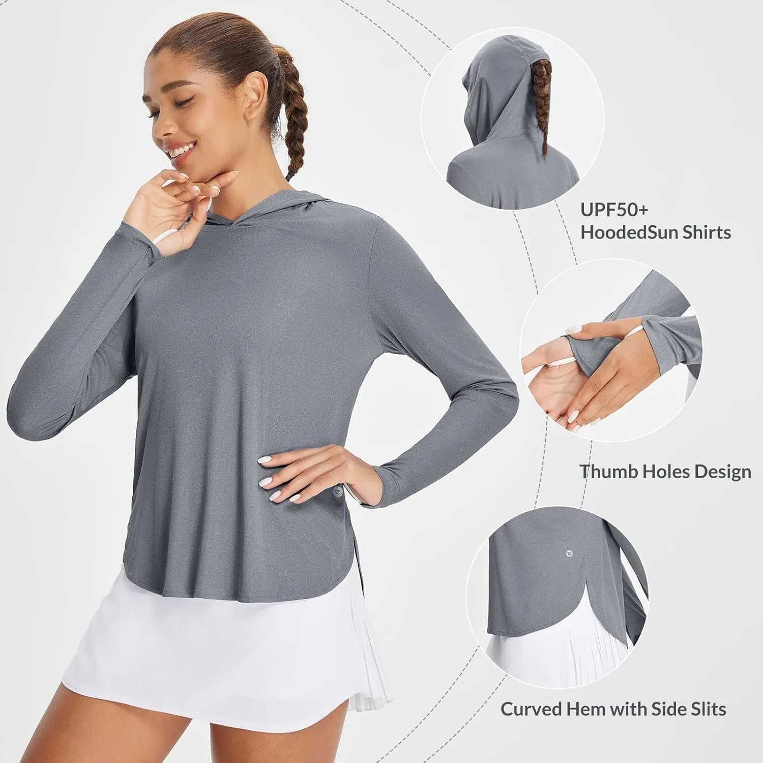 baleaf Women's UPF 50  Sun Shirt with Hoodie SPF Long Sleeve UV Protection Clothing Hiking Fishing Outdoor Lightweight