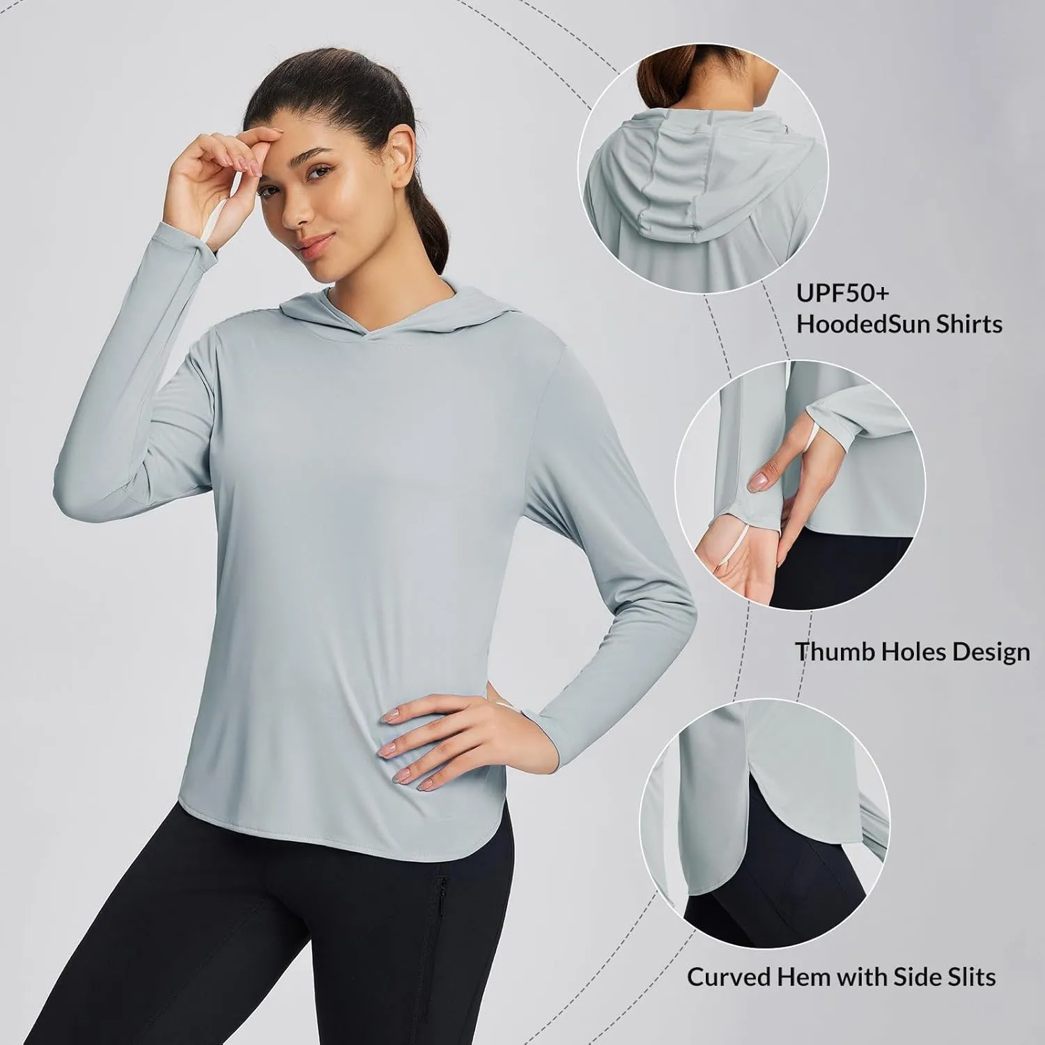 baleaf Women's UPF 50  Sun Shirt with Hoodie SPF Long Sleeve UV Protection Clothing Hiking Fishing Outdoor Lightweight