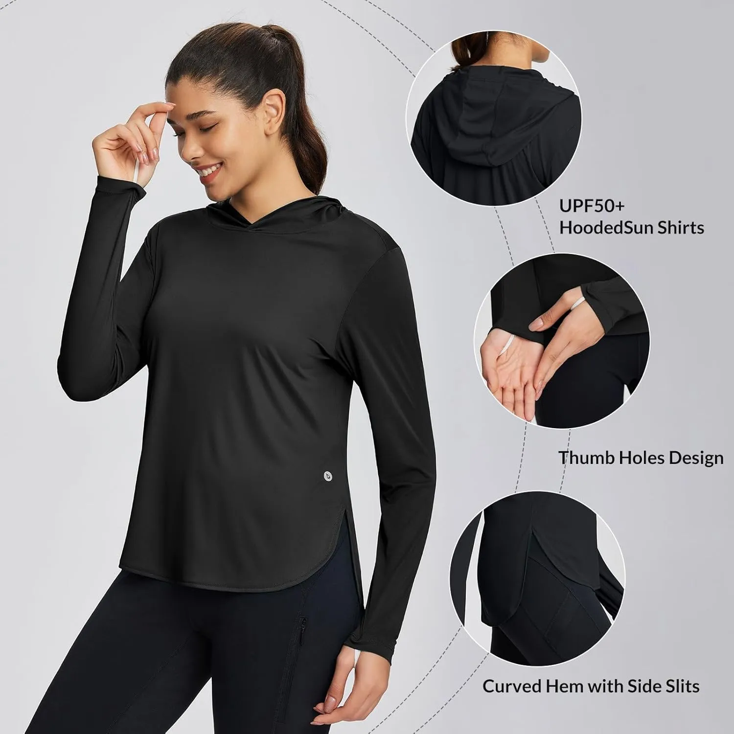baleaf Women's UPF 50  Sun Shirt with Hoodie SPF Long Sleeve UV Protection Clothing Hiking Fishing Outdoor Lightweight
