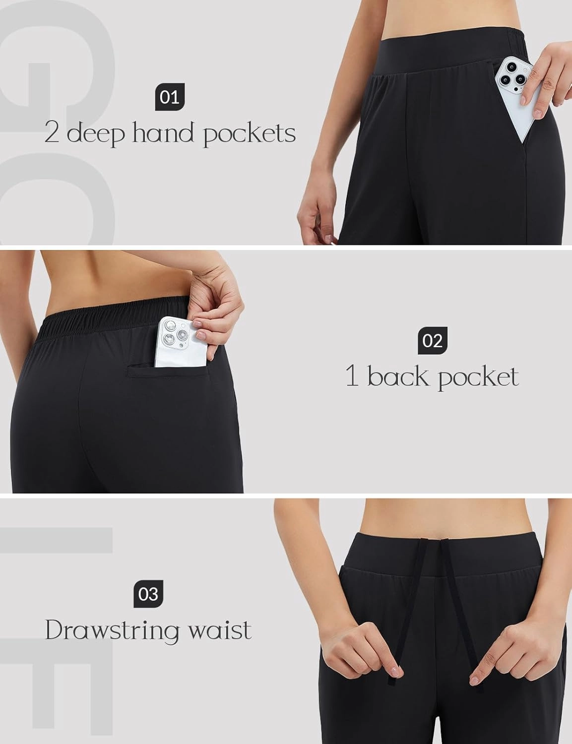 baleaf Women's 26"/29" Golf Pants Lightweight Stretch Flare Travel Pants with Pockets Dressy Work Bussiness UPF 50 