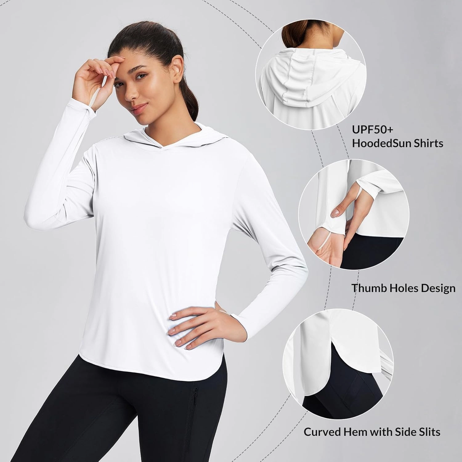 baleaf Women's UPF 50  Sun Shirt with Hoodie SPF Long Sleeve UV Protection Clothing Hiking Fishing Outdoor Lightweight