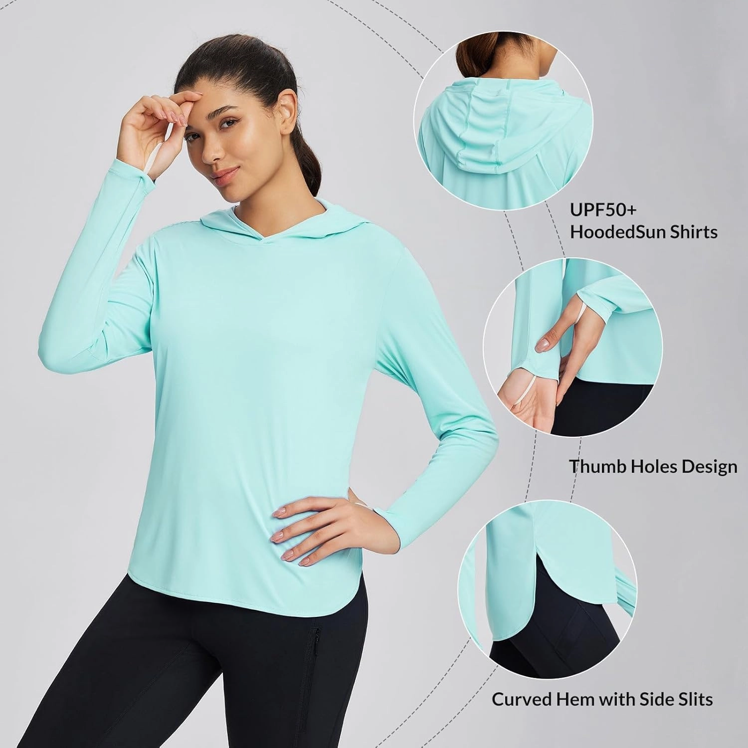 baleaf Women's UPF 50  Sun Shirt with Hoodie SPF Long Sleeve UV Protection Clothing Hiking Fishing Outdoor Lightweight