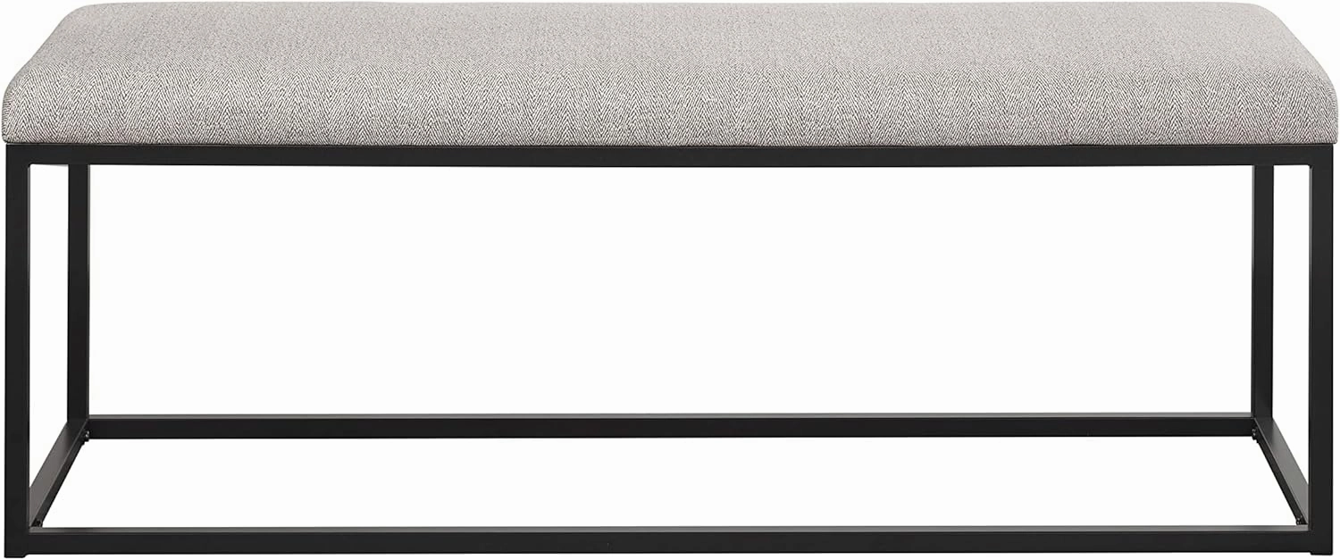 Ball & Cast Modern Upholstered Bench Entryway Bench Ottoman with Metal Frame, 48 Inch Grey