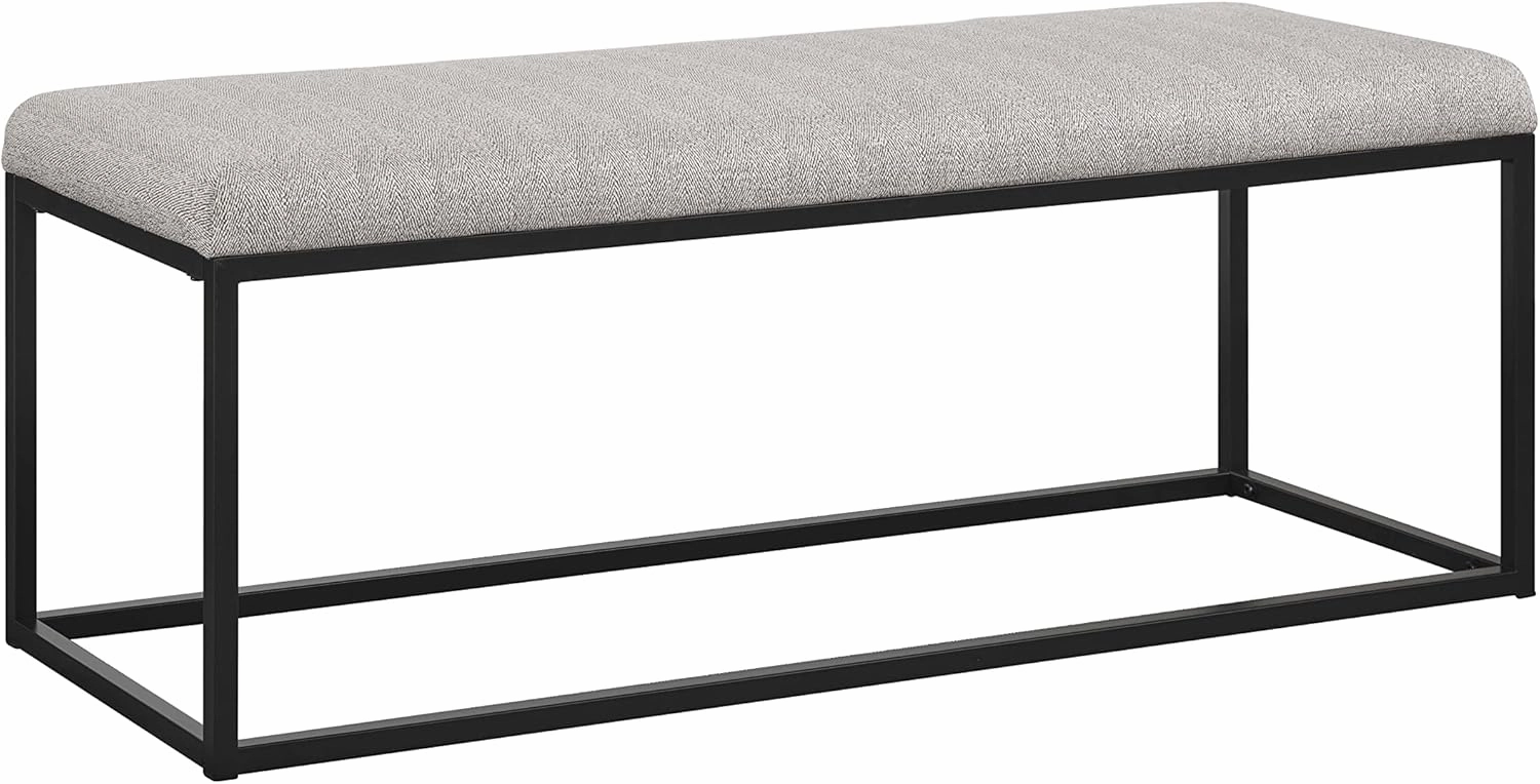 Ball & Cast Modern Upholstered Bench Entryway Bench Ottoman with Metal Frame, 48 Inch Grey
