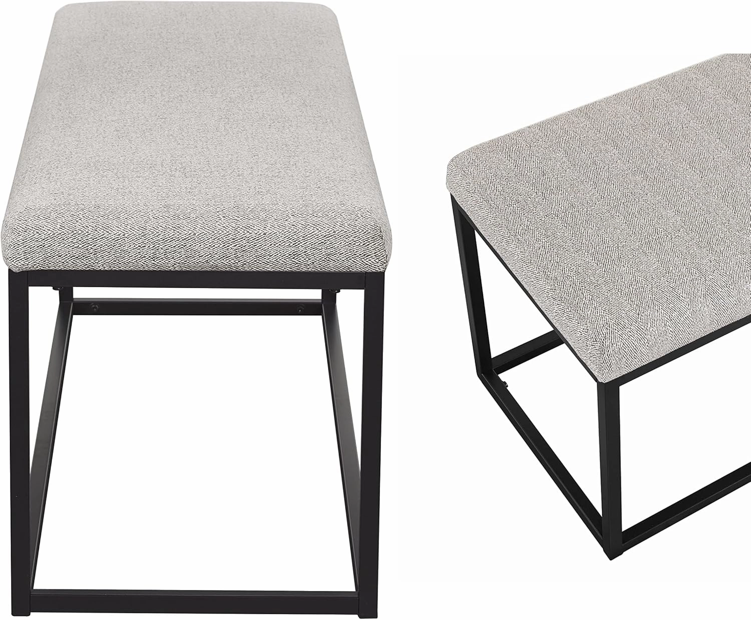 Ball & Cast Modern Upholstered Bench Entryway Bench Ottoman with Metal Frame, 48 Inch Grey