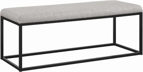 Ball & Cast Modern Upholstered Bench Entryway Bench Ottoman with Metal Frame, 48 Inch Grey