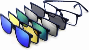 Bauhaus Magnetic Clip on Sunglasses for Men & Women Polarized UV Protection Retro Square Eyeglasses Fit Over Night Driving