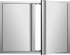 BBQ Access Double Doors 31Wx24H, Flush Mount Stainless Steel Outdoor Kitchen Door with Recessed Handle for Outside Cabinets and BBQ Island
