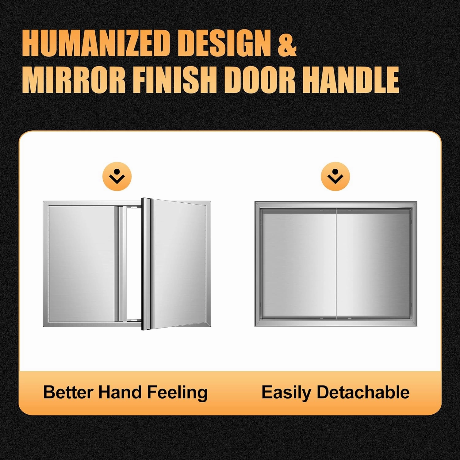 BBQ Access Double Doors 31Wx24H, Flush Mount Stainless Steel Outdoor Kitchen Door with Recessed Handle for Outside Cabinets and BBQ Island