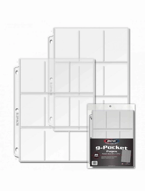 BCW Vinyl 9-Pocket Page | Baseball Card Sleeves for 3-Ring Binder | Heavy-Duty Trading Card Sleeves | 20 Pages per Pack | High Clarity for Pokemon, Sports, and TCG Cards