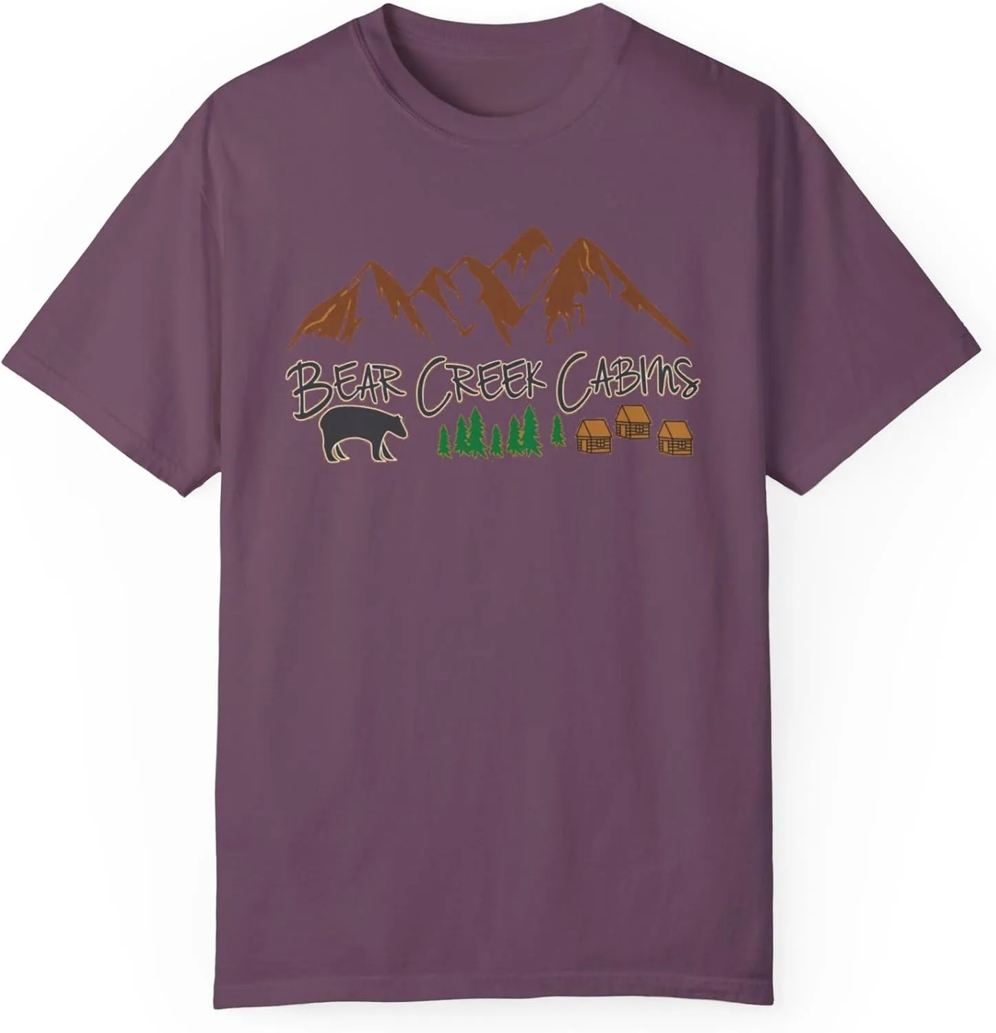 Bear Creek Cabins T-Shirt, Mountain Retreat Nature Tee, Rustic Lodge Outdoor Shirt, Wilderness Camping Top, Forest Adventure